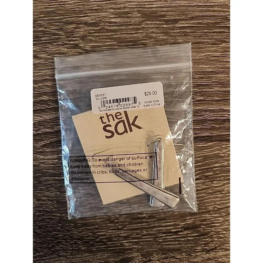 NWT Womens Earrings The Sak Womens Elongated Silver Metal Drop Earrings $29 - Picture 4 of 4